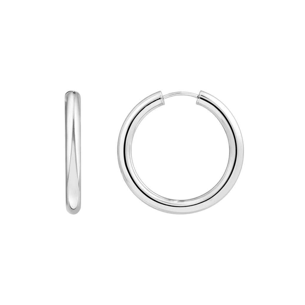 20mm Round Tube Sterling Silver Hoop Earrings Midas