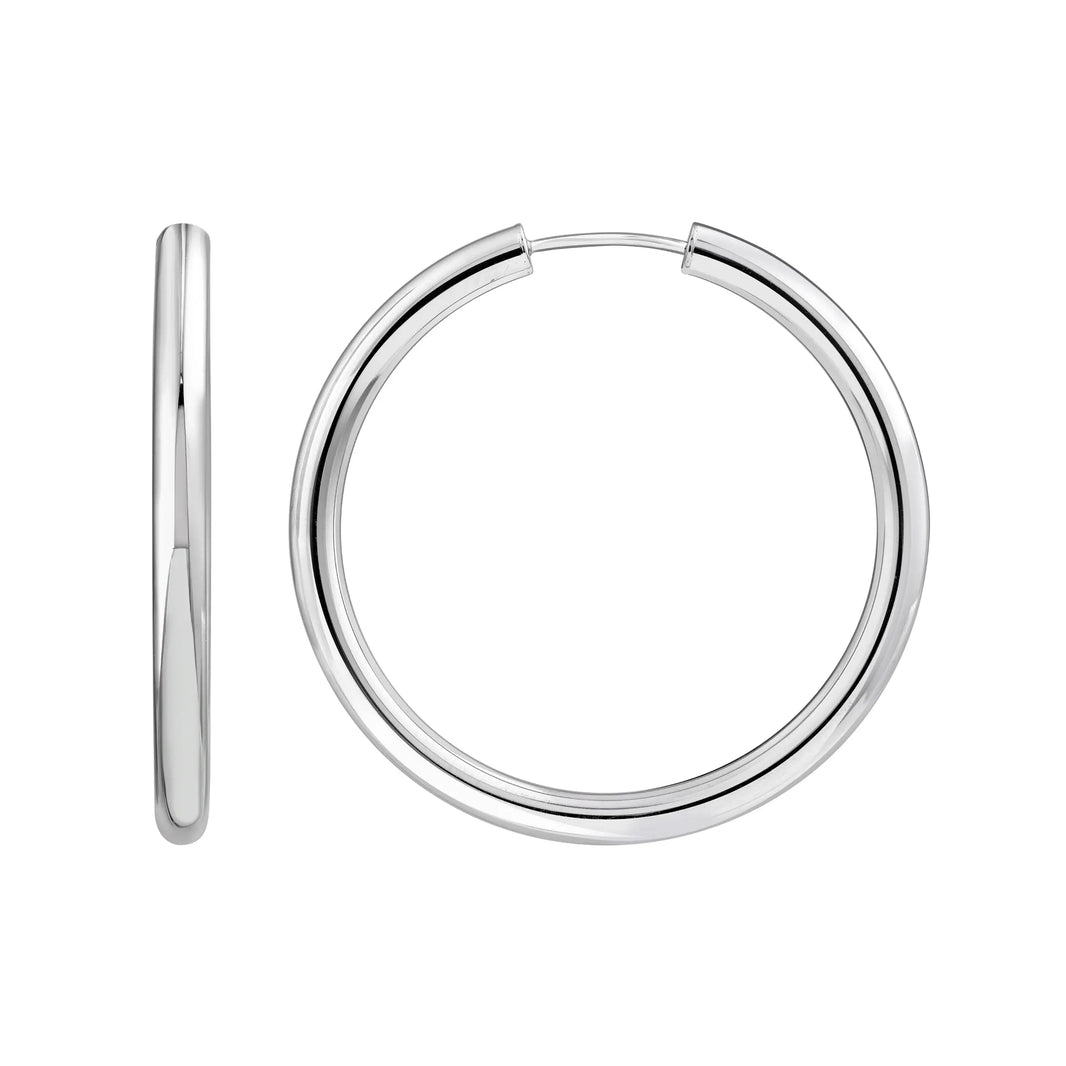 30mm Round Tube Sterling Silver Hoop Earrings Midas