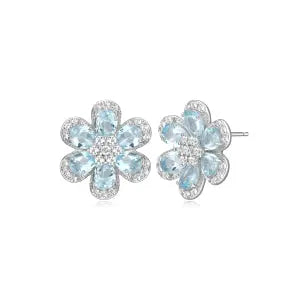 Blue Topaz Flower Earrings Samuel B Collection