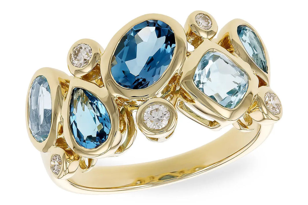 Blue Topaz and Diamond Cluster Ring Allison Kaufman