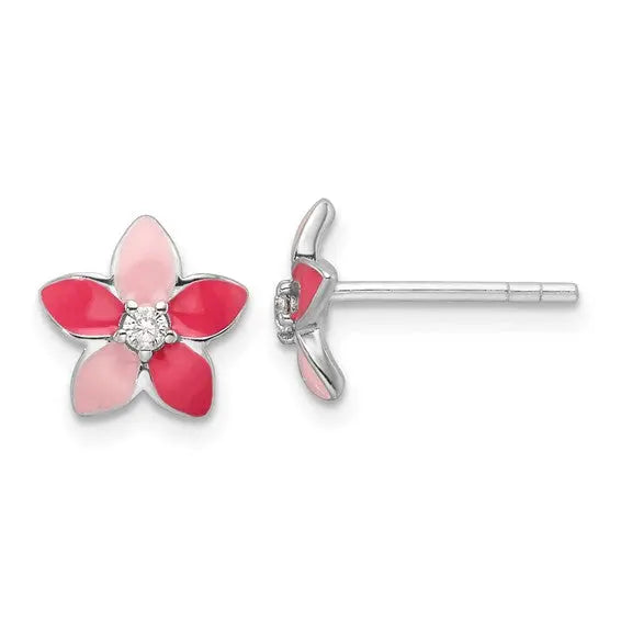 Children's Enamel Flower Earrings Quality Gold of Cincinnati