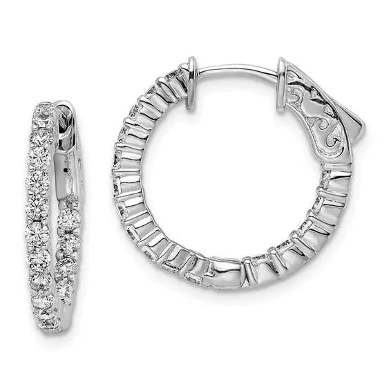 Cubic Zirconia Inside Outside Hoops Quality Gold of Cincinnati