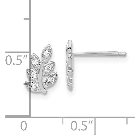 image Cubic Zirconia Leaf Earrings Quality Gold of Cincinnati