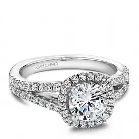 Cushion halo diamond engagement semi mount ring Crown Ring Bridal House