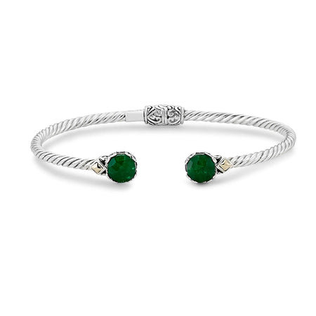 Emerald Cable Bangle Bracelet Samuel B Collection