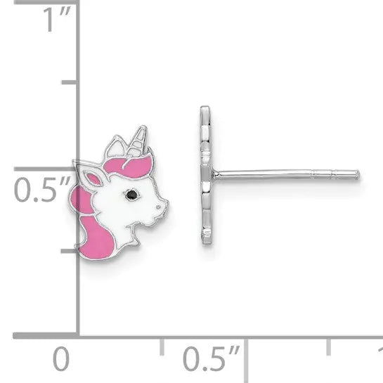 image Enamelled Unicorn Stud Earrings Quality Gold of Cincinnati