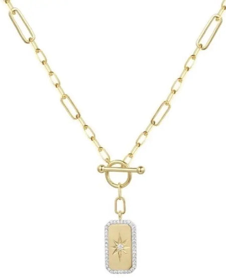 Gold and Diamond Tag Necklace D.M. Kordansky