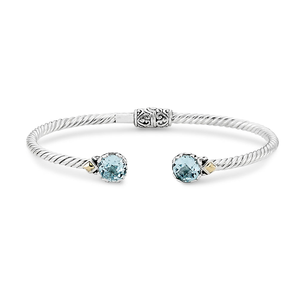 Blue Topaz Cable Bangle Bracelet
