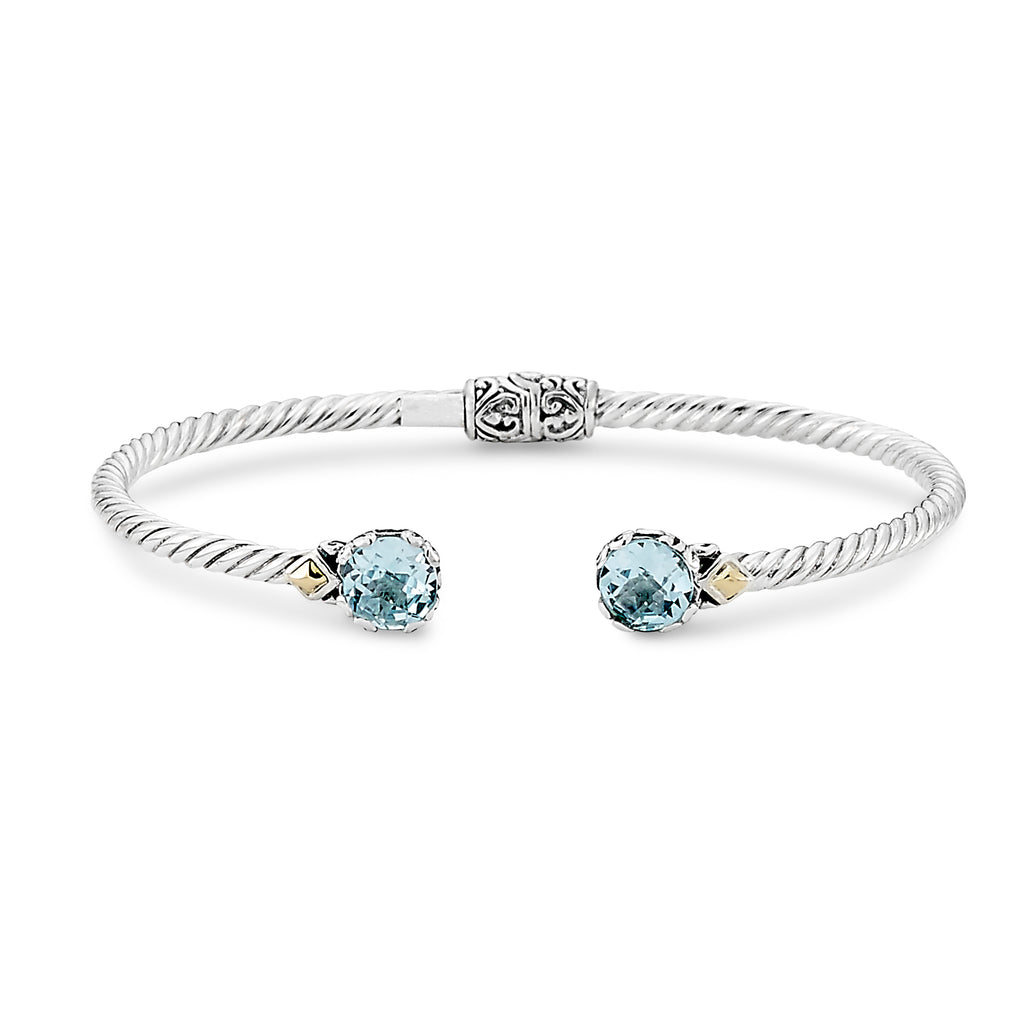 Blue Topaz Cable Bangle Bracelet