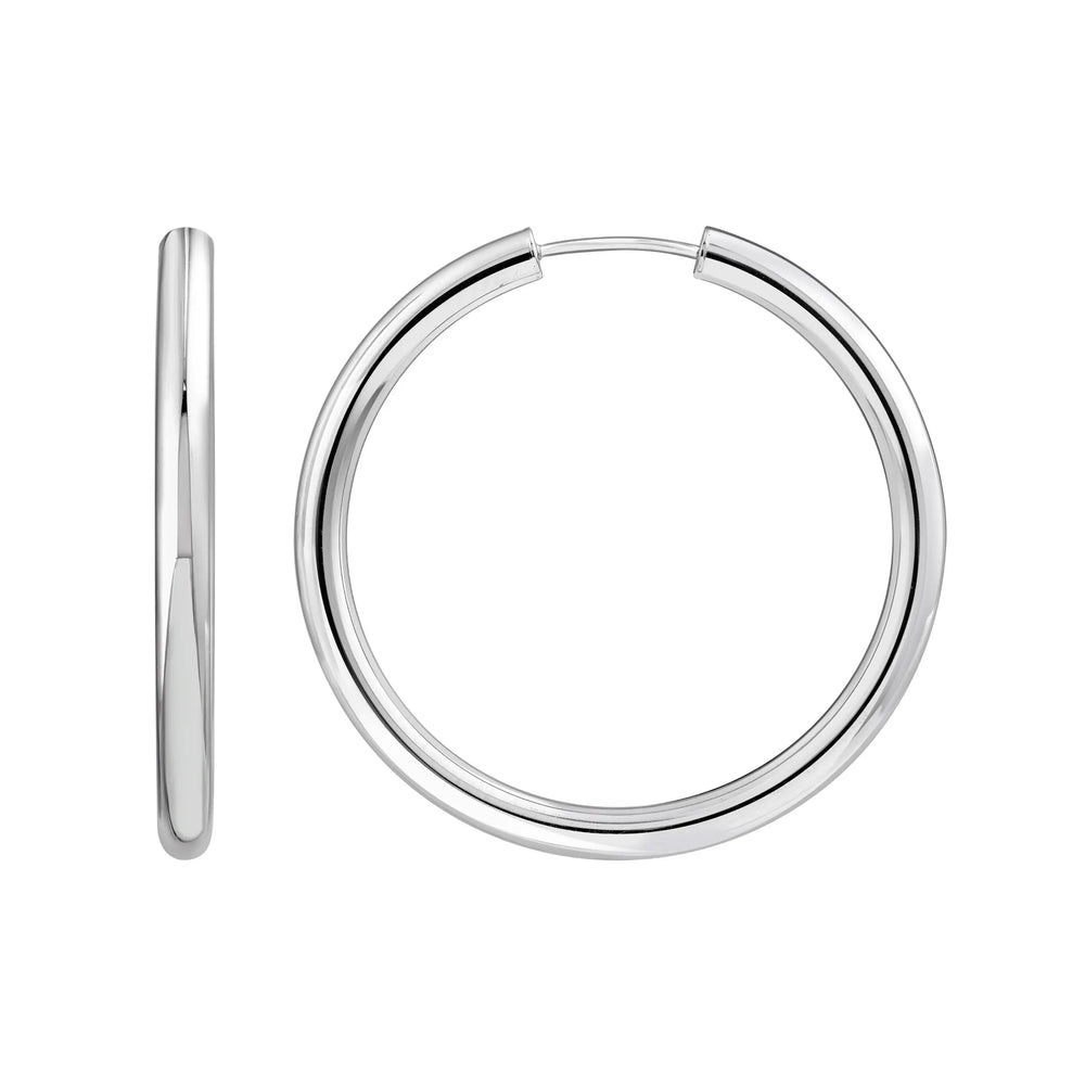 30mm Round Tube Sterling Silver Hoop Earrings Midas