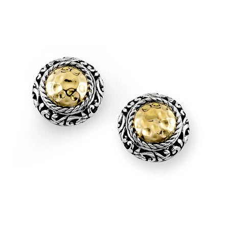 Alba Round Hammered Gold Stud Earrings Samuel B Collection