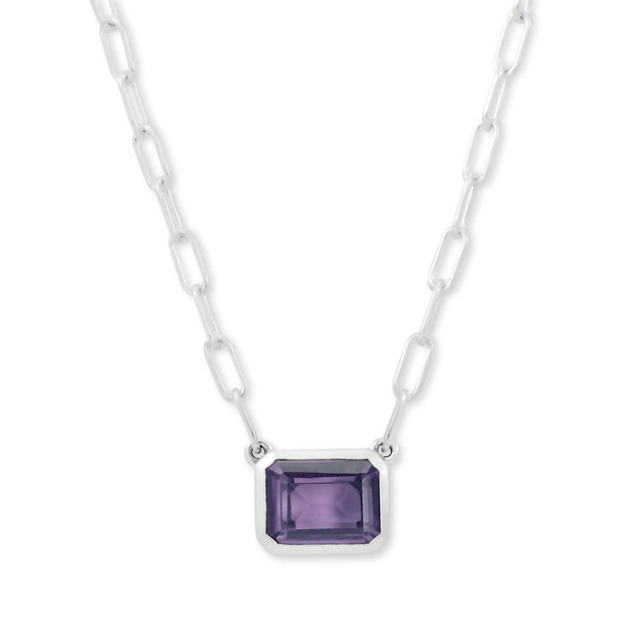 Amethyst Bezel Necklace Samuel B Collection