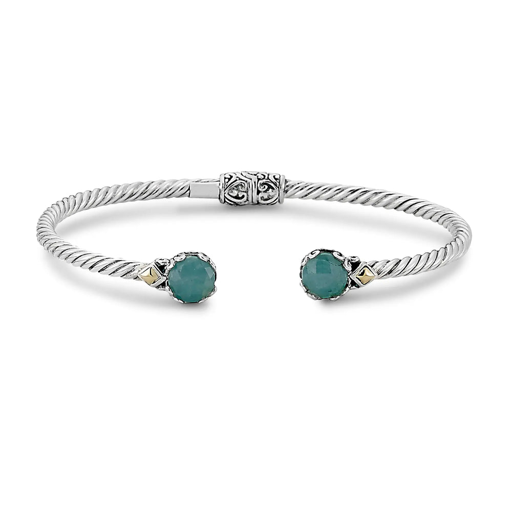 Aquamarine Cable Bangle Bracelet Samuel B Collection