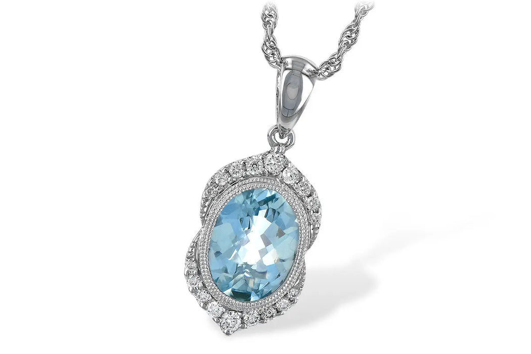 Aquamarine and Diamond Halo Necklace Allison Kaufman