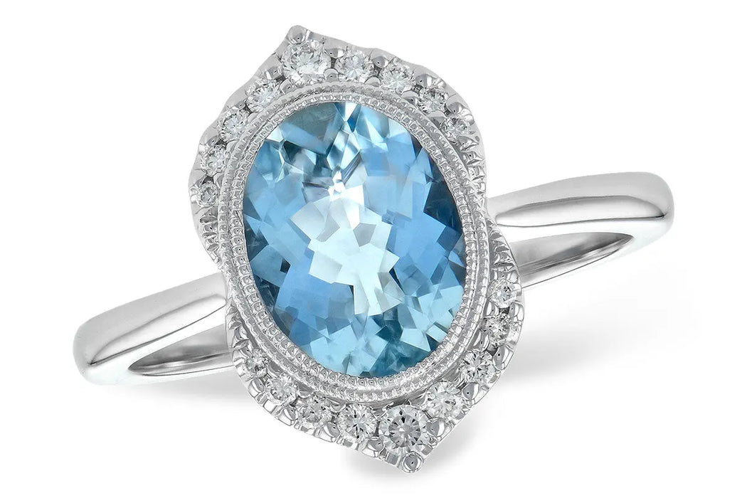 Aquamarine and Diamond Halo Ring– King Jewelers