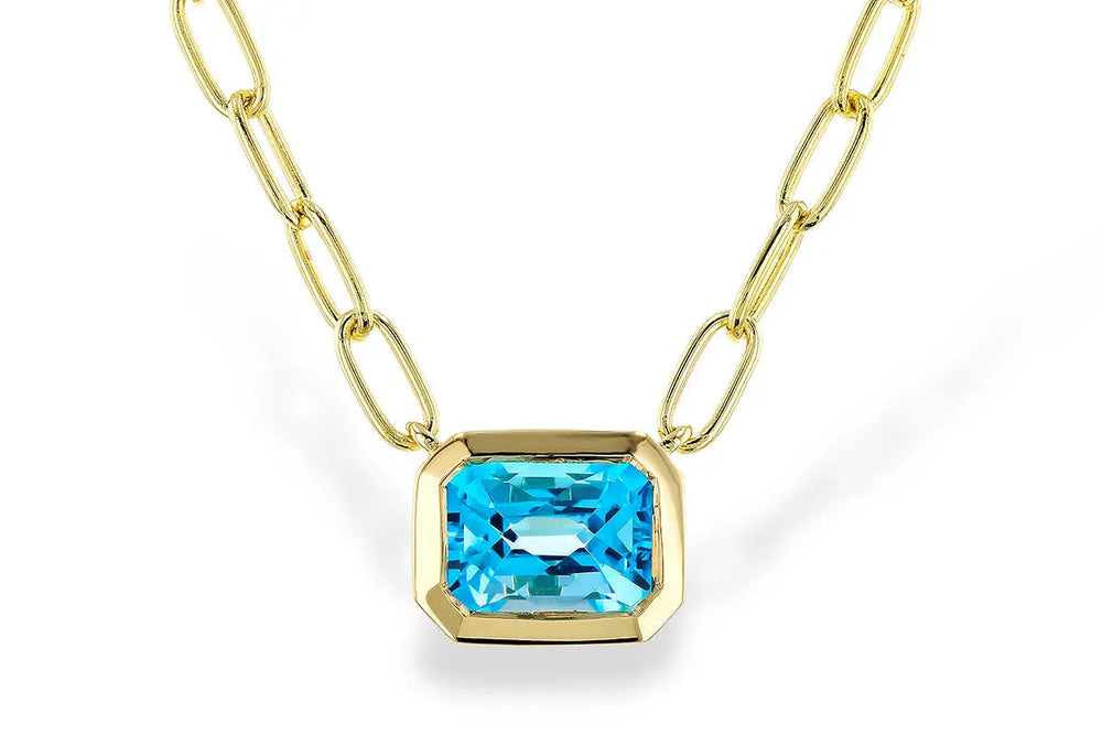 Bezel Set Blue Topaz Necklace Allison Kaufman