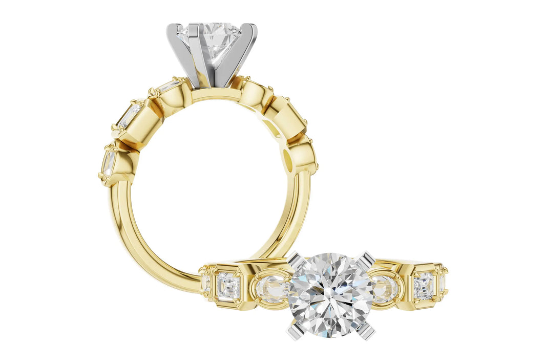 Bezeled Diamonds on Diamond Engagment Ring Semi Mount Allison Kaufman