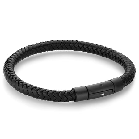 Black Leather Bracelet Italgem