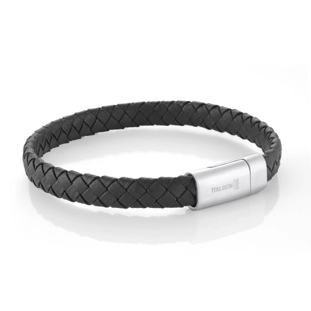 Black Leather Bracelet Italgem