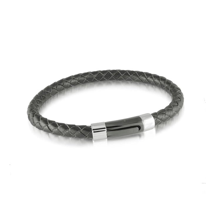 Black Leather Bracelet Italgem