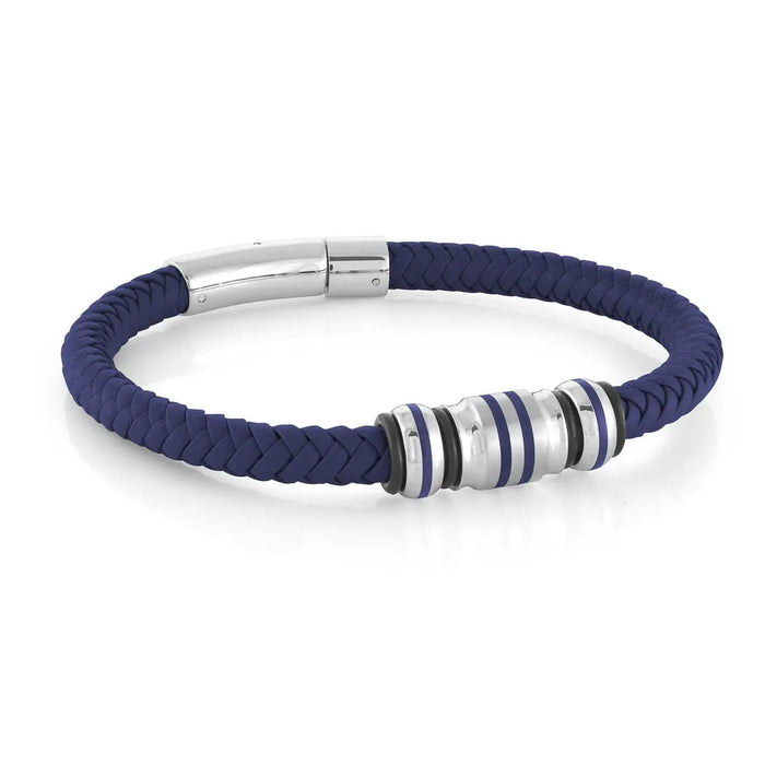 Blue Leather Bracelet Italgem