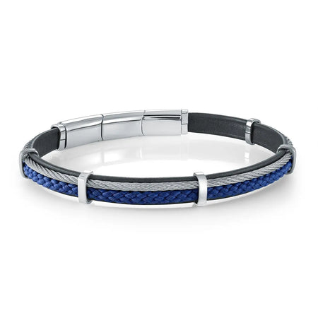 Blue Leather Cord Bracelet Italgem