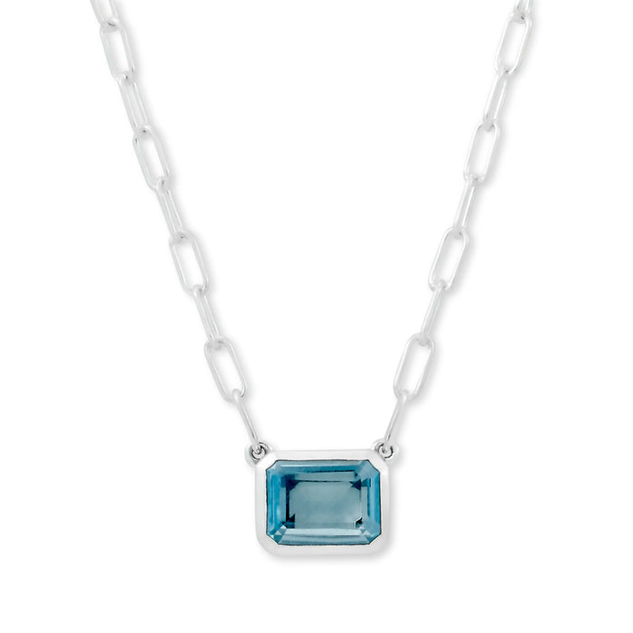 Blue Topaz Bezeled Necklace Samuel B Collection