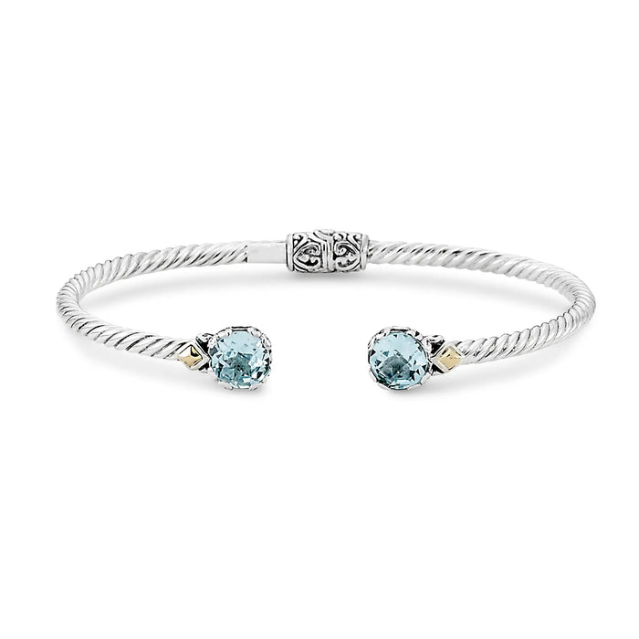 Blue Topaz Cable Bangle Bracelet Samuel B Collection