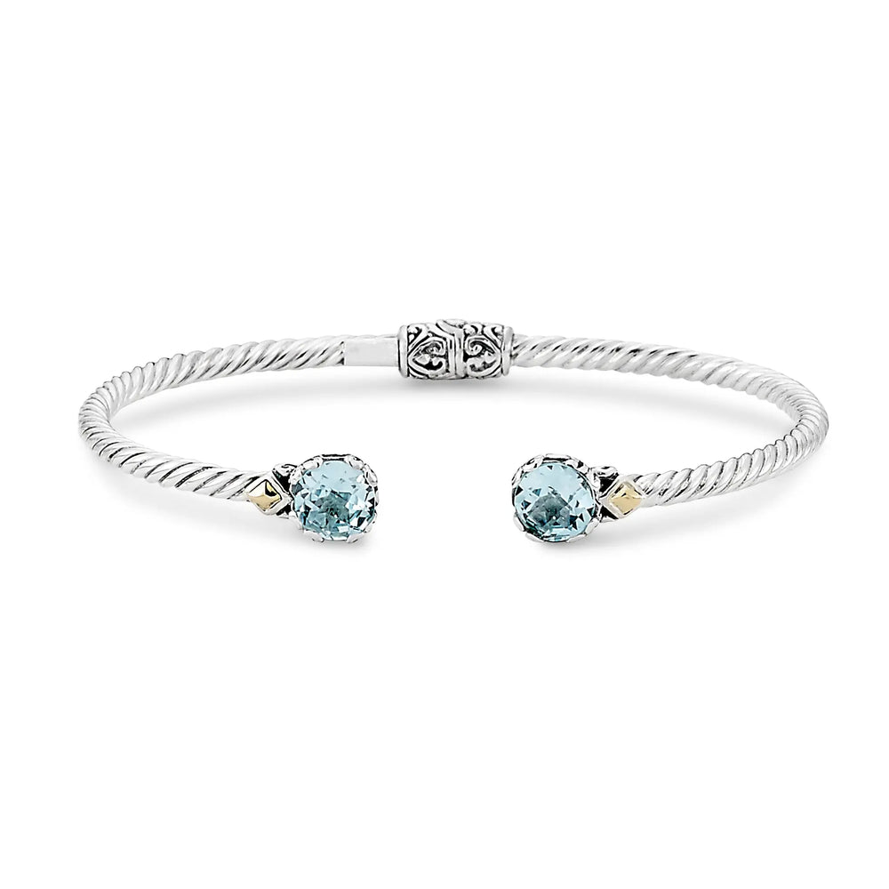 Blue Topaz Cable Bangle Bracelet Samuel B Collection