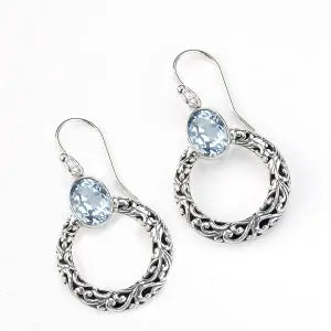 Blue Topaz Dangling Earrings Samuel B Collection