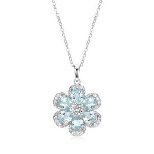 Blue Topaz Flower Necklace Samuel B Collection