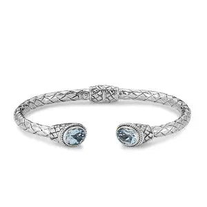 Blue Topaz Hinged Bangle Bracelet Samuel B Collection