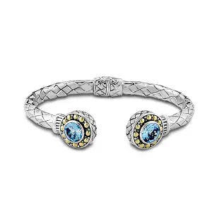 Blue Topaz Hinged Bracelet Samuel B Collection