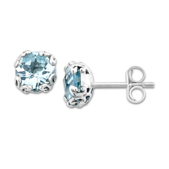 Blue Topaz Stud Earrings Samuel B Collection