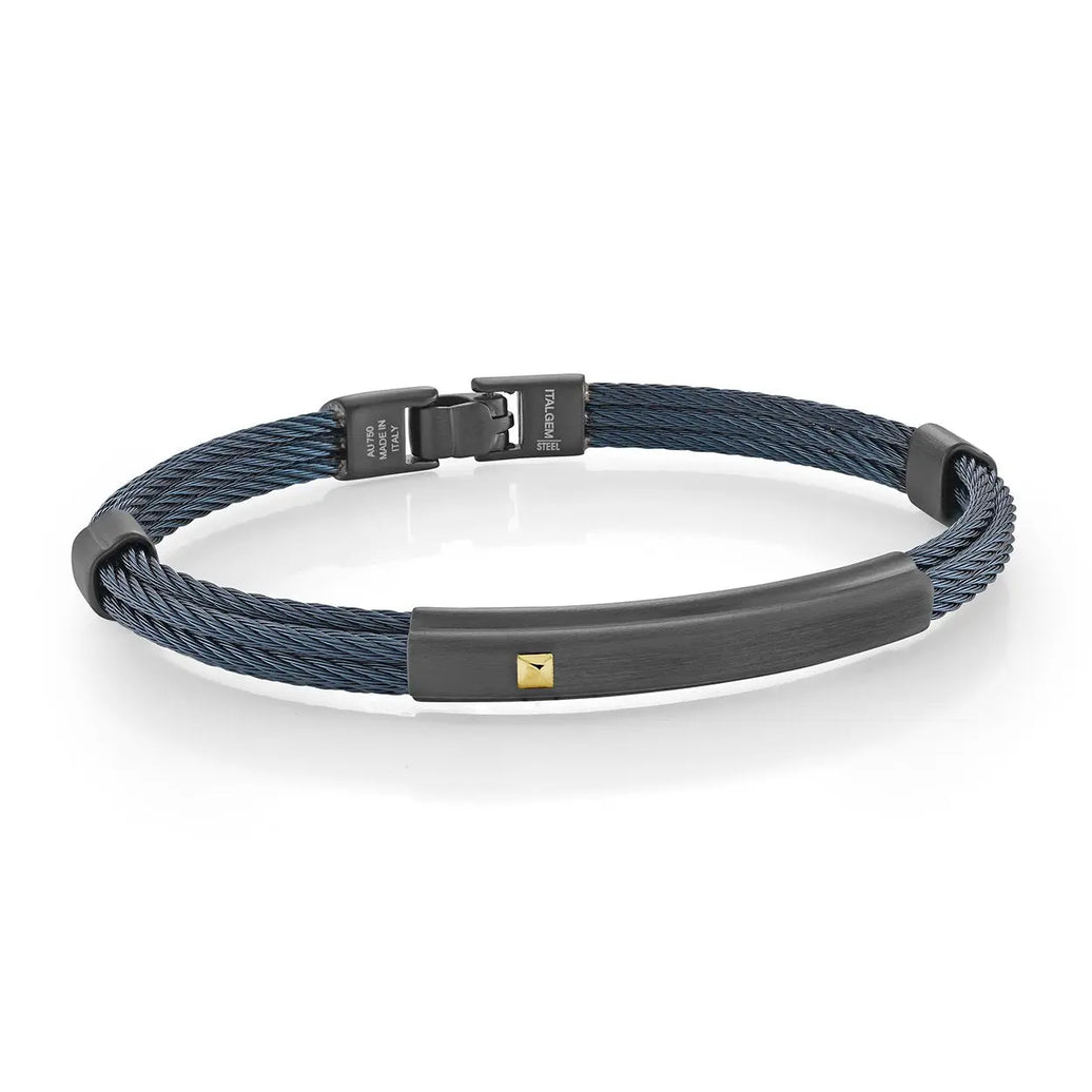 Blue and Black Ion Plated Bracelet Italgem