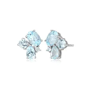 Cluster Blue Toapz Earrings Samuel B Collection
