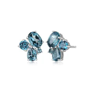 Cluster London Blue Topaz Earrings Samuel B Collection