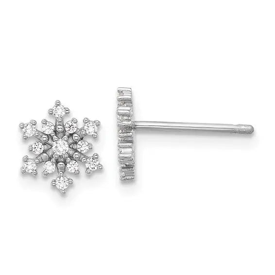 Cubic Zirconia Snowflake Stud Earrings Quality Gold of Cincinnati