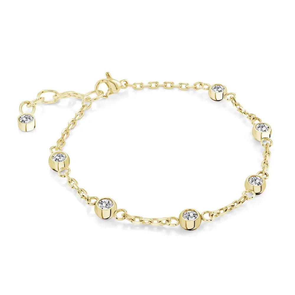 Cubic Zirconia Station Bracelet Italgem