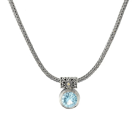 Droplet Round Bue Topaz Necklace Samuel B Collection