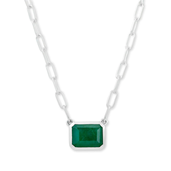 Emerald Bezel Necklace Samuel B Collection