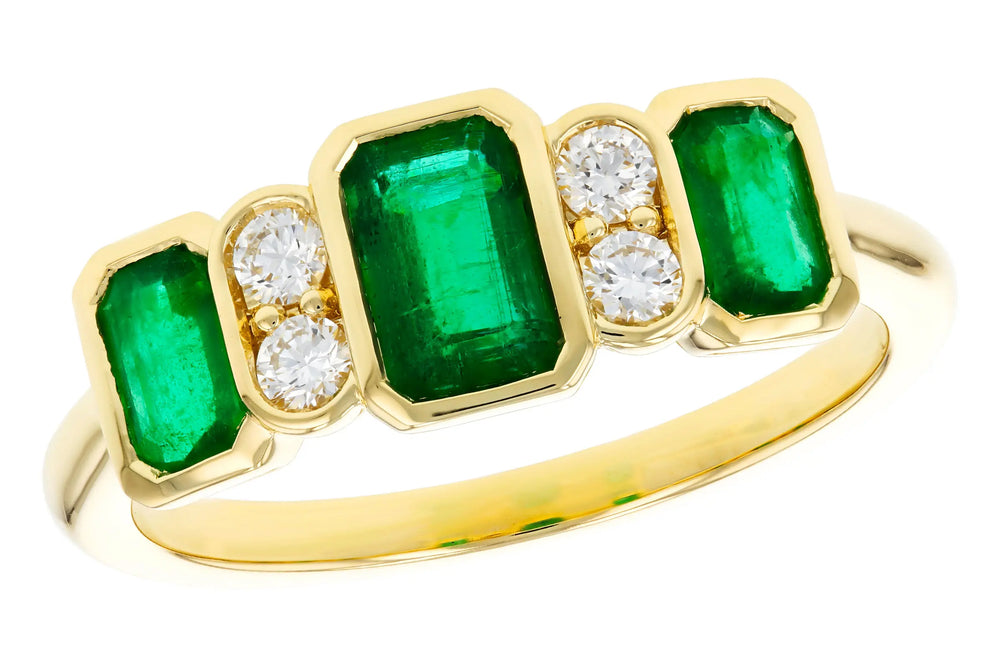 Emerald and Diamond Bezeled Ring Allison Kaufman