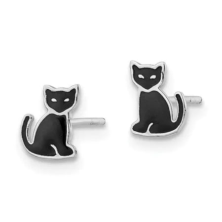 Enamelled Black Cat Earrings Quality Gold of Cincinnati