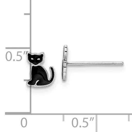 image Enamelled Black Cat Earrings Quality Gold of Cincinnati