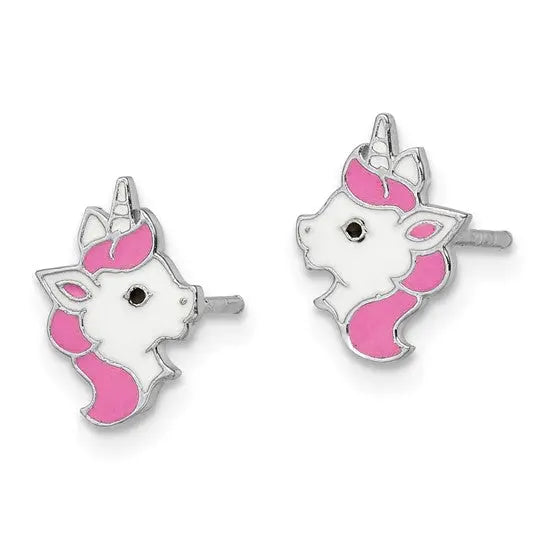 Enamelled Unicorn Stud Earrings Quality Gold of Cincinnati