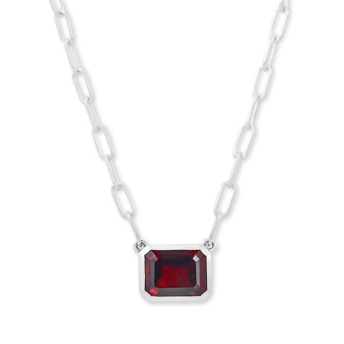 Garnet Bezel Necklace Samuel B Collection