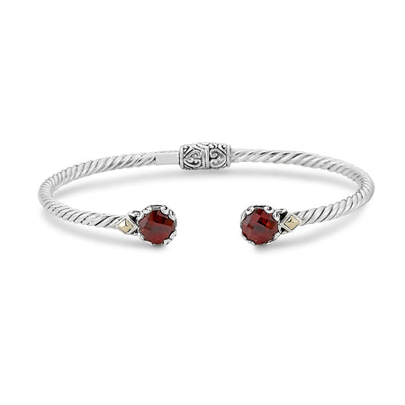 Garnet Cable Bangle Bracelet Samuel B Collection