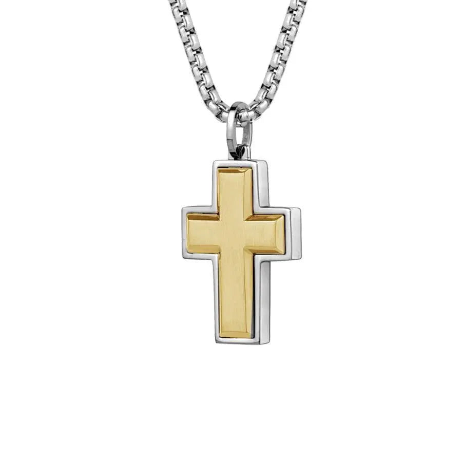 Gold Ion Plated Cross and Chain Italgem