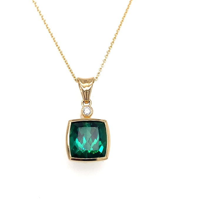 Green Tourmaline and Diamond Pendant Scott Spurling