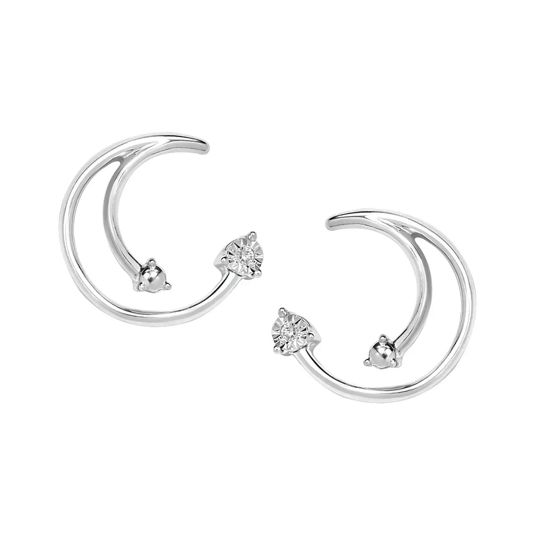 Half Moon Diamond Stud Earrings Ostbye